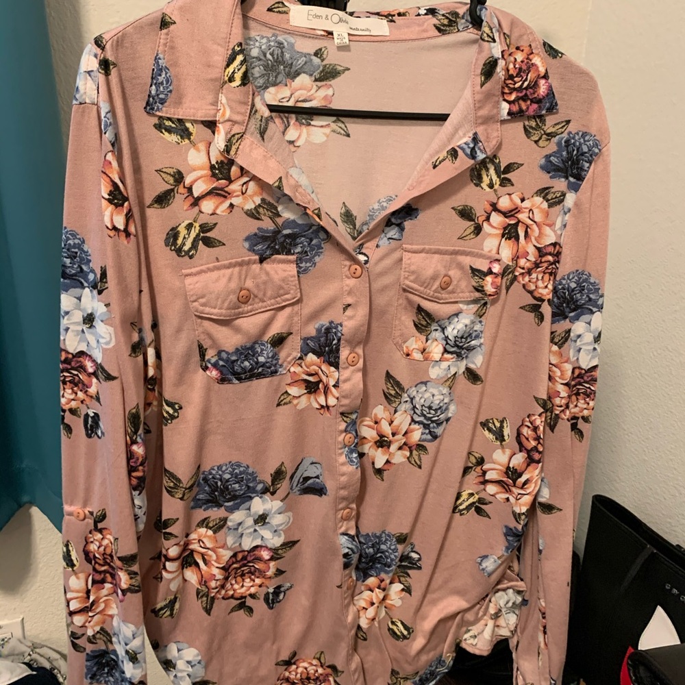 NWOT pink button down blouse